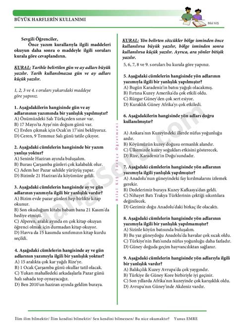 Yazım kuralları testi pdf